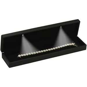 Black LED Jewelry Gift Box for Bracelet Necklace with Two Lights for Men Women